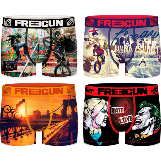 PACK DE 4 CALZONCILLOS BOXER FREEGUN INFANTILES ESTAMPADOS EN VARIOS COLORES image 0