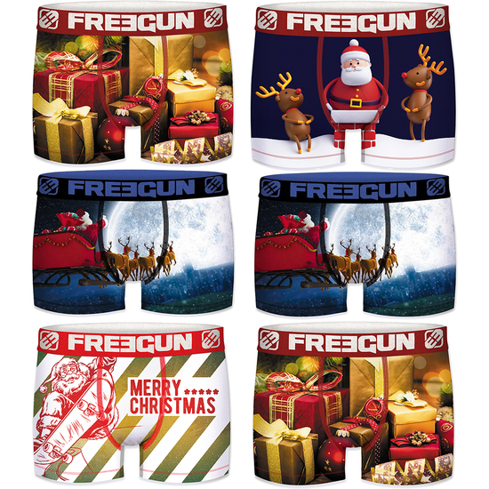 PACK 6 CALZONCILLOS ESTAMPADOS SORPRESA FREEGUN DE LA COLECCIÓN CHRISTMAS PARA HOMBRE image 0