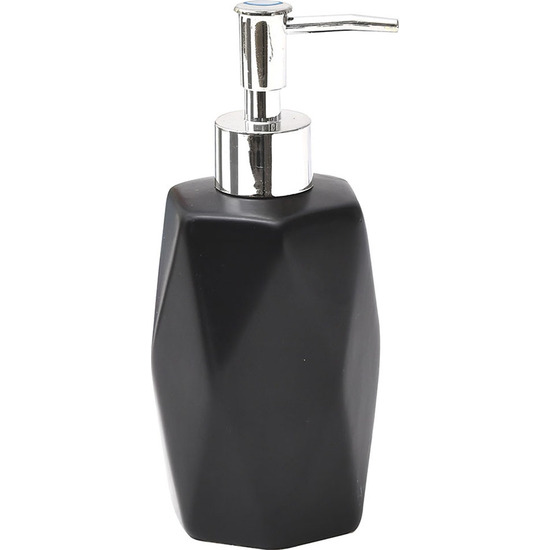 DISPENSADOR DE JABON DE 330ML HECHO EN GRES CON RELIEVE DE DIAMANTE NEGRO image 0