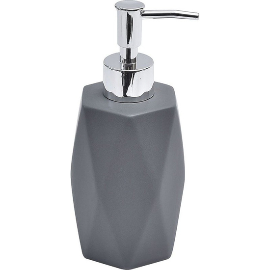 DISPENSADOR DE JABÓN PARA BAÑO DE 330ML HECHO EN GRES CON RELIEVE DE DIAMANTE GRIS image 0
