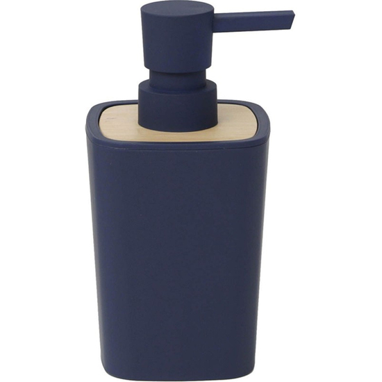 DISPENSADOR DE JABÓN RUBBER DE 380ML HECHO EN ABS Y BAMBU AZUL image 0