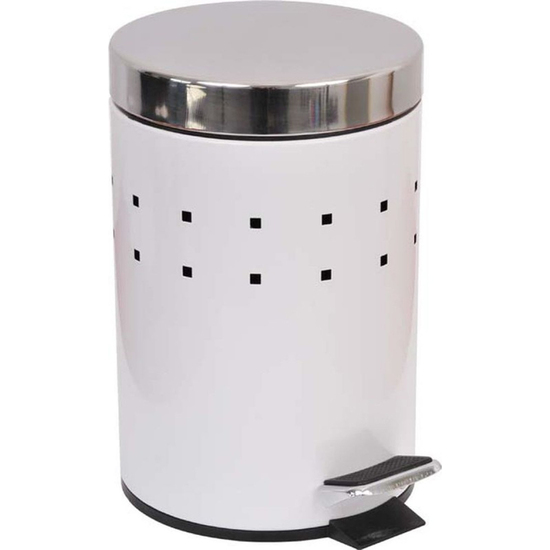 CUBO DE BASURA DE 3L HECHO EN METAL Y ACERO BLANCO image 0