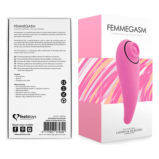 FEELZTOYS - FEMMEGASM VIBRATOR FOR TAPPING & TICKLING PINK image 1