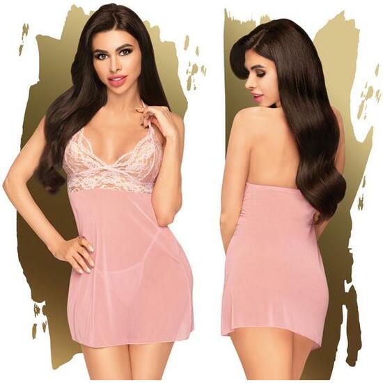 PENTHOUSE BEDTIME STORY - MINI DRESS WITH THONG, 2 PIECES - PINK image 0