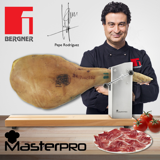 JAMONERO BERGNER MASTERPRO 62 X 19,5 X 3,3 CM CON SET DE 4 CUCHILLOS DE COCINA SAN IGNACIO MASTERPRO image 1