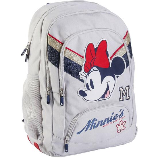 MOCHILA ESCOLAR GRANDE 46 CM MINNIE LIGHT GRAY image 0