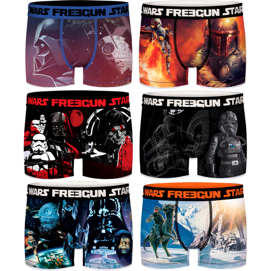 PACK DE 6 CALZONCILLOS BOXER FREEGUN STAR WARS ESTAMPADOS PARA HOMBRE EN MICROFIBRA image 0