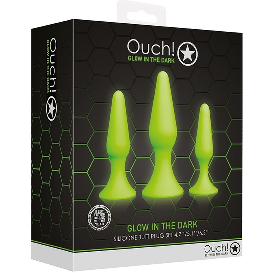 OUCH! BUTT PLUG SET - GLOW IN THE DARK image 1