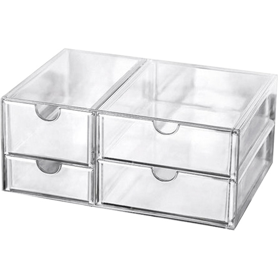 CAJA DE ALMACENAMIENTO DE ESCRITORIO TRANSPARENTE MULTIFUNCIONAL CON CAJONES image 0