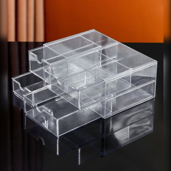 CAJA DE ALMACENAMIENTO DE ESCRITORIO TRANSPARENTE MULTIFUNCIONAL CON CAJONES image 1