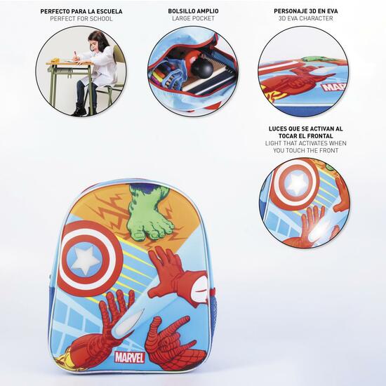 MOCHILA INFANTIL 3D LUCES AVENGERS BLUE image 3