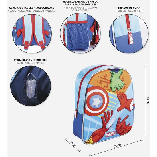 MOCHILA INFANTIL 3D LUCES AVENGERS BLUE image 4