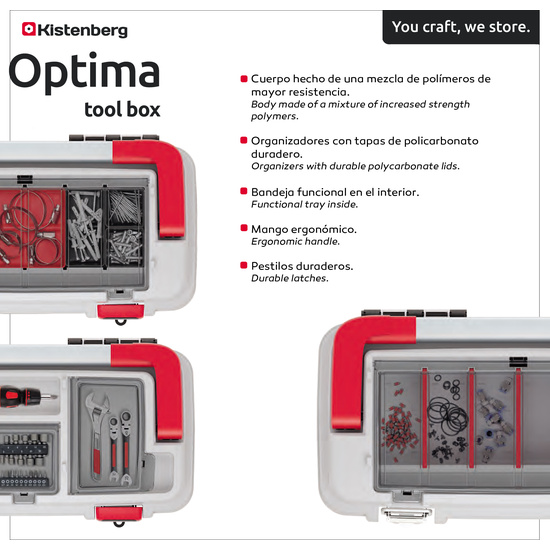 CAJA DE HERRAMIENTAS MULTIFUNCIONAL KISTENBERG CROMADO ORGANIZADOR SUPERIOR OPTIMA TOOL BOX 27,8X54X26,9 image 1