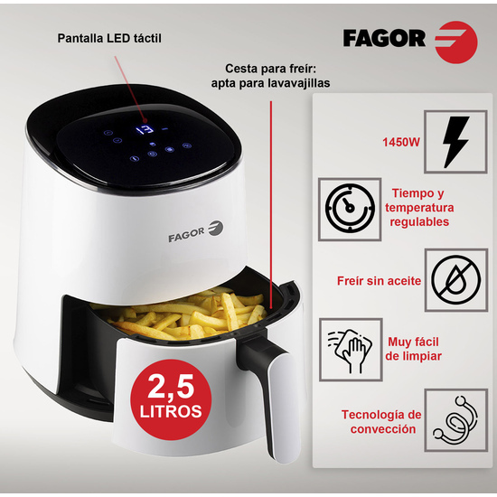 FREIDORA SIN ACEITE NATURFRY COMPACT FREIDORA POR AIRE CALIENTE 2.5L 1200W image 2