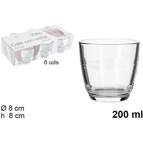 VASO CRISTAL PACK 6 CAFE CON LECHE 200ML image 0