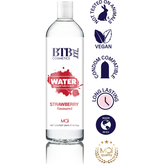 BTB WATER BASED FLAVORED STRAWBERRY LUBRICANT 250ML image 2