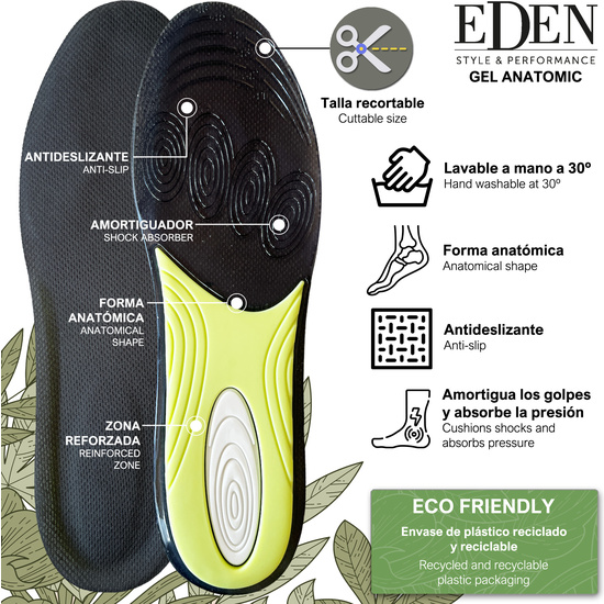 SET DE PLANTILLAS PERFORMANCE GEL ANATOMICO 41-46 EDEN. image 1