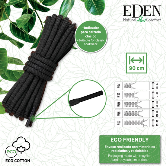 PACK DE 3 PARES DE CORDONONES COTTONREDONDOS NEGRO EDEN. image 1