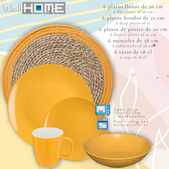 SET DE MESA AMARILLO WELLHOME image 1