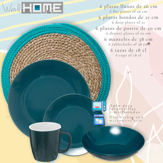 SET DE MESA AZUL PATO WELLHOME. image 1