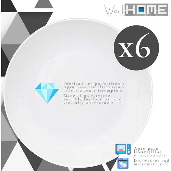 JUEGO DE 6 PLATOS BLANCOS WELLHOME. image 1