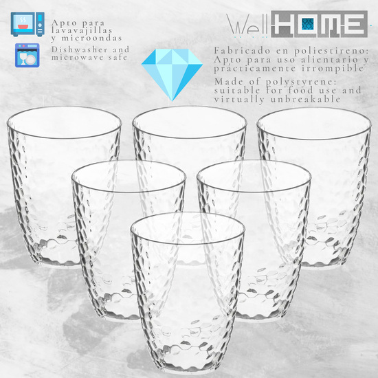 JUEGO DE 6 VASOS POLIESTIRENO WELLHOME. image 1