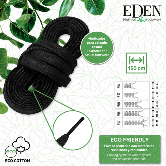 PACK DE 3 PARES DE CORDONONES COTTON PLANOS NEGRO EXT. EDEN. image 1