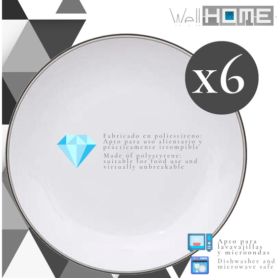 JUEGO DE 6 PLATOS GRIS WELLHOME. image 1