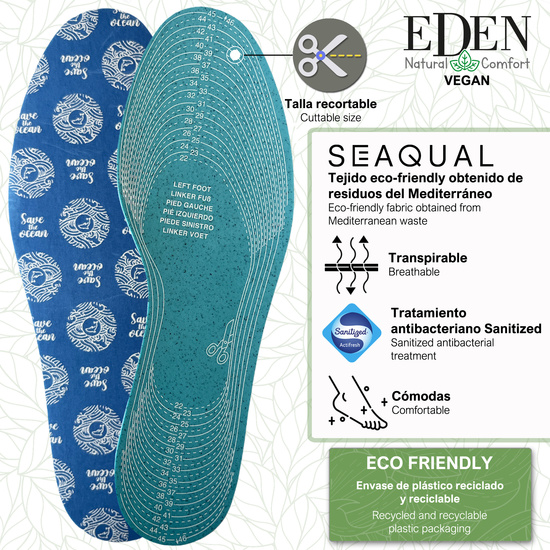 SET DE PLANTILLAS ECOFRIENDLY VEGAN SEAQUAL 22-46 EDEN. image 1