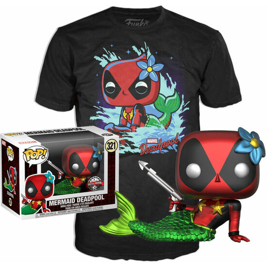 SET FIGURA POP & TEE MARVEL DEADPOOL MERMAID EXCLUSIVE image 0