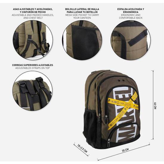 MOCHILA ESCOLAR GRANDE 46 CM MARVEL DARK GREEN image 4