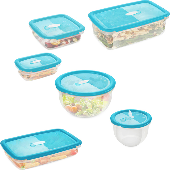 PACK DE 6PC DE RECIPIENTES 2 EN 1 EN POLIPROPILENO DE COLOR AZUL. image 1