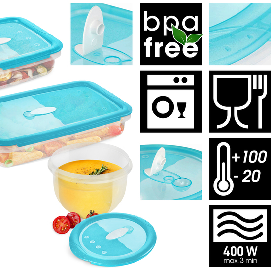 PACK DE 6PC DE RECIPIENTES 2 EN 1 EN POLIPROPILENO DE COLOR AZUL. image 3