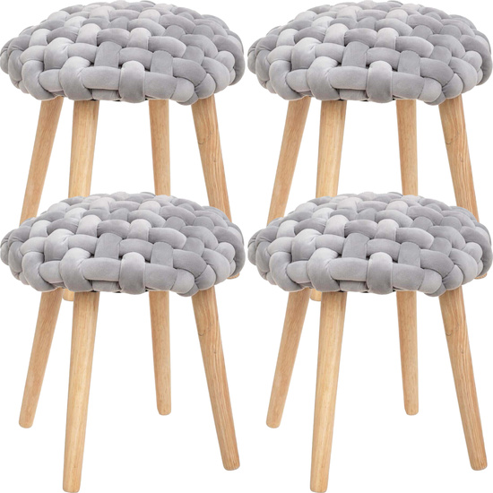 4X TABURETES DE TEJIDO TRICOTADO EN COLOR GRIS. image 0