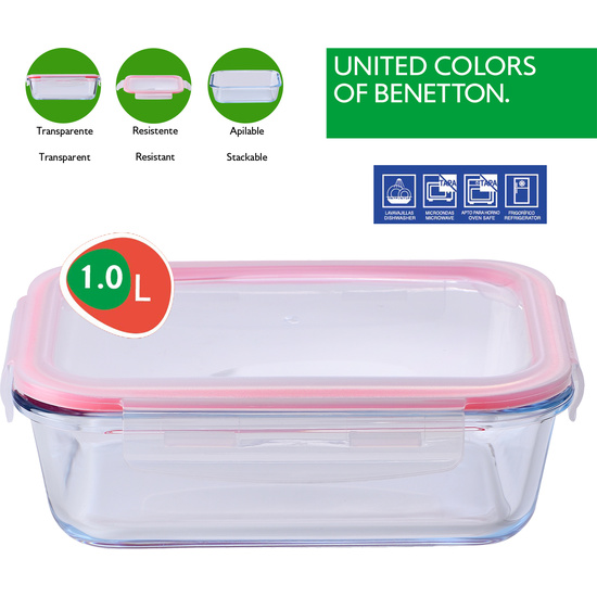 4X HERMÉTICO RECTANGULAR 1L EN BOROSILICATO DE BENETTON image 1