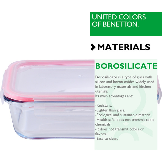 4X HERMÉTICO RECTANGULAR 1L EN BOROSILICATO DE BENETTON image 2