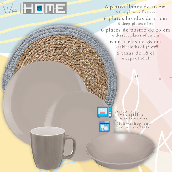 SET DE MESA TAUPE WELLHOME. image 1