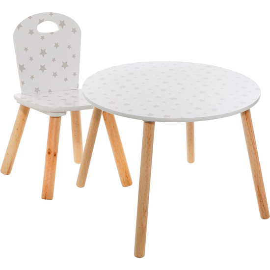 SET DE 2 SILLAS Y MESA INFIANTIL DE COLOR BLANCO WELLHOME. image 0