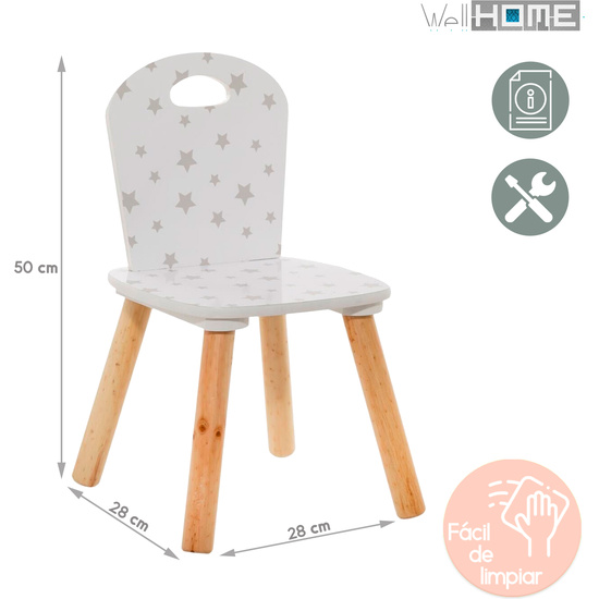 SET DE 2 SILLAS Y MESA INFIANTIL DE COLOR BLANCO WELLHOME. image 1