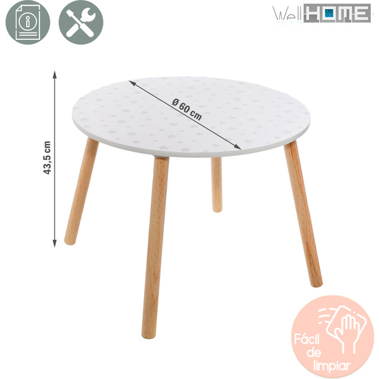 SET DE 2 SILLAS Y MESA INFIANTIL DE COLOR BLANCO WELLHOME. image 2