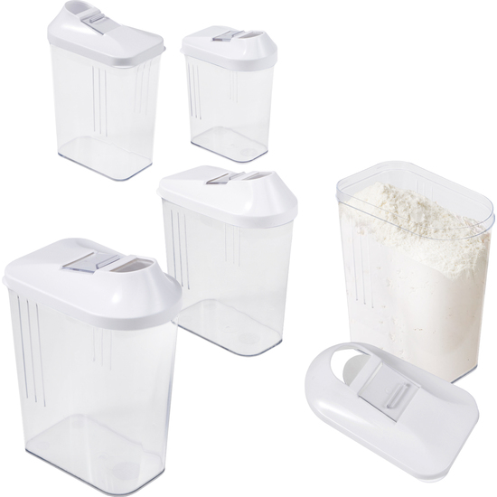 PACK DE 5PC DISPENSADORES DE CEREALES COLOR BLANCO WELLHOME. image 0