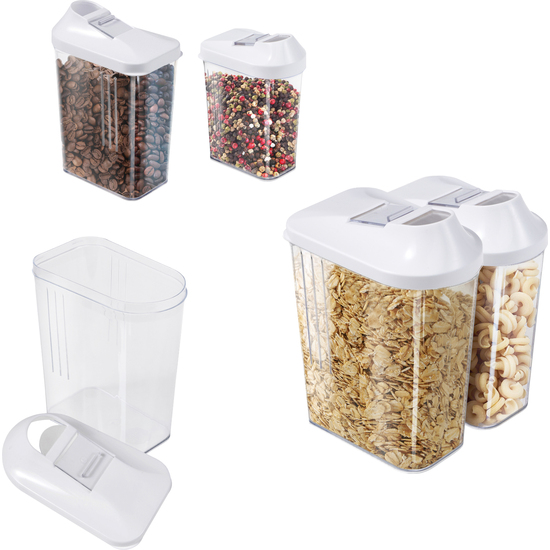 PACK DE 5PC DISPENSADORES DE CEREALES COLOR BLANCO WELLHOME. image 1