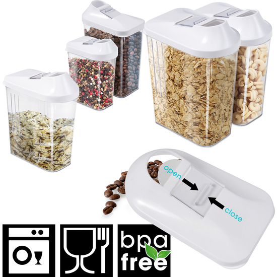 PACK DE 5PC DISPENSADORES DE CEREALES COLOR BLANCO WELLHOME. image 3