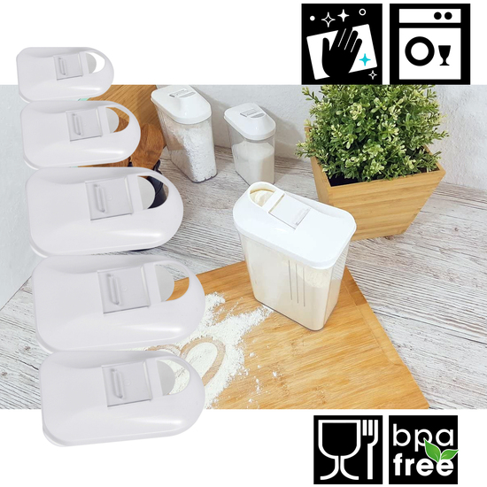 PACK DE 5PC DISPENSADORES DE CEREALES COLOR BLANCO WELLHOME. image 4