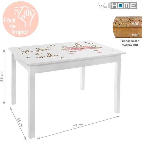 CONJUNTO DE MESA DECORADA NIÑA + ALFOMBRA INFANTIL + SILLA INFANTIL WELLHOME image 3