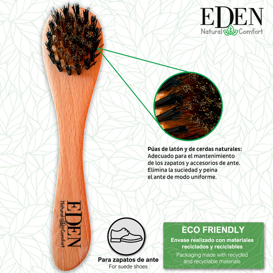 EDEN CEPILLO MADERA PARA ANTE CERDAS NATURALES + LATON