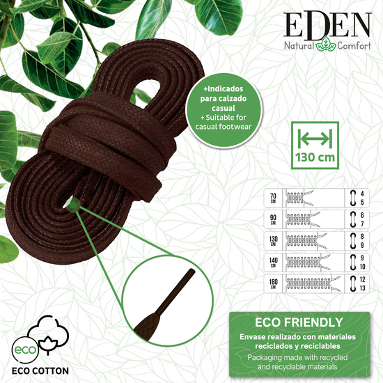 EDEN 1 PAR DE CORDONES ECO COTTON PLANOS MARRÓN 6MM 130CM image 1