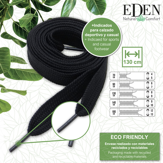 EDEN 1 PAR DE CORDONES ECO COTTON NEGRO SNEAKER 10MM 130CM image 1