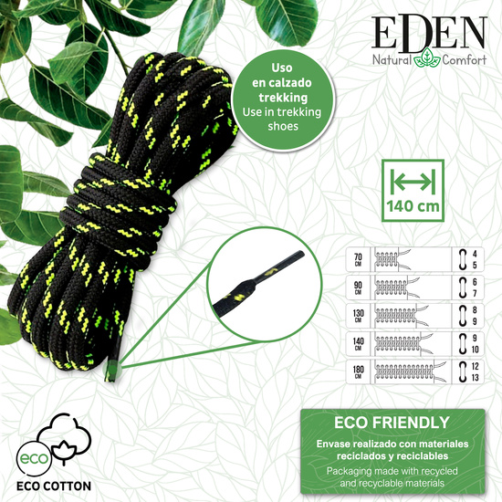 EDEN 1 PAR DE CORDONES ECO COTTON EXTRA STRONG BI 6MM 140CM image 1