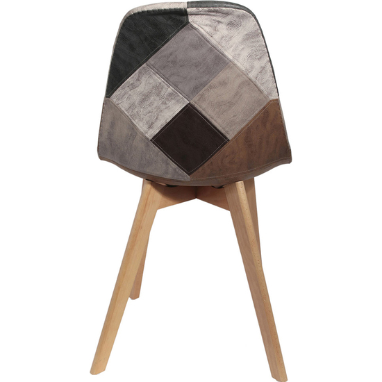 JUEGO DE 2 SILLAS DE SALÓN, COMEDOR, PATCHWORK, MULTICOLOR DE MADERA SINTÉTICA ESCANDINAVA, POLIURETANO, MARRÓN/GRIS, 46X85X55 CM image 3